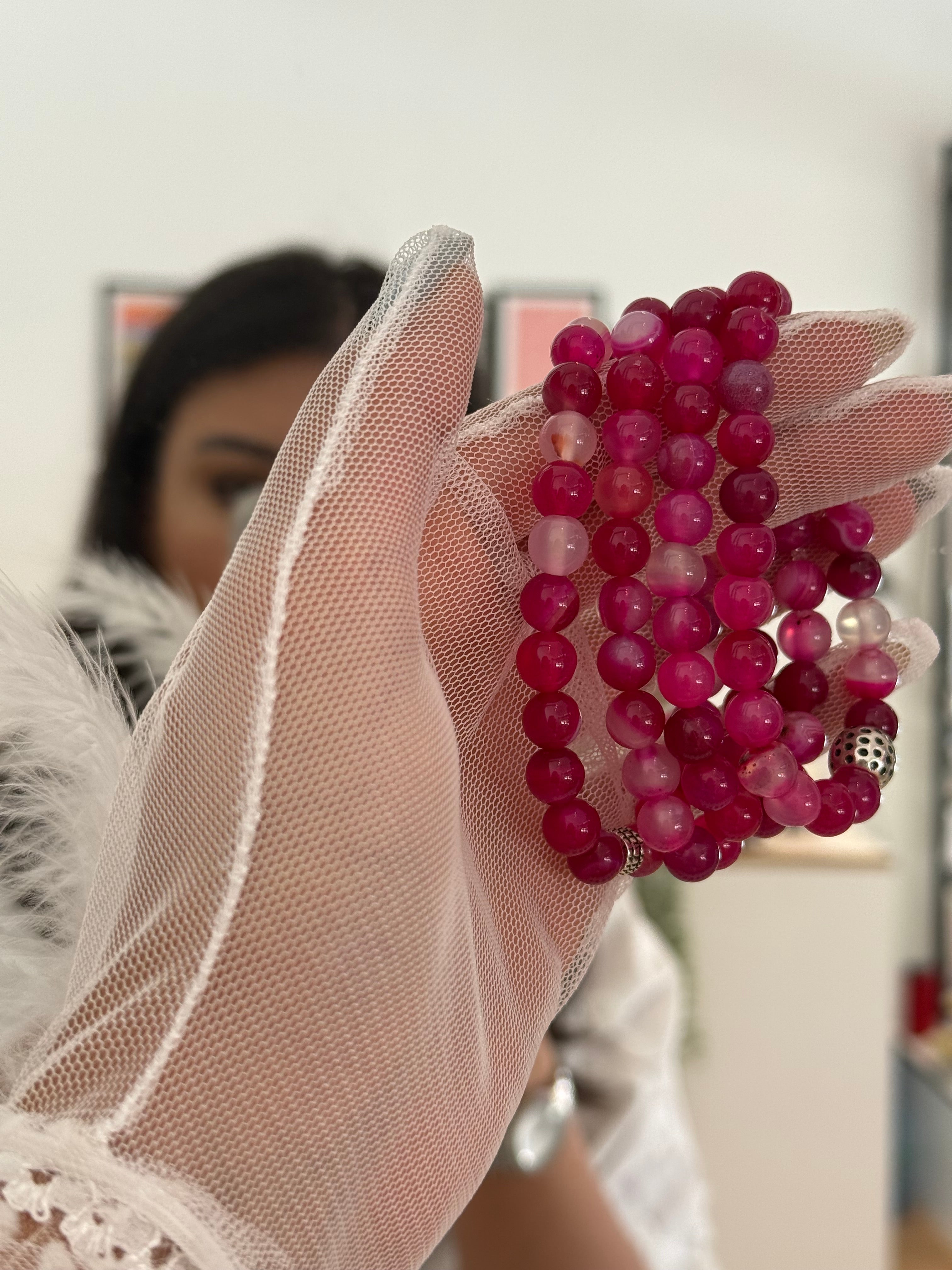 Pembe Akik Doğaltaş Bileklik | Kalbin Çağrısı